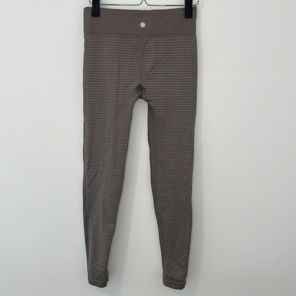 Athleta Mauve Brown Striped Seamless Leggings - Picture 5 of 5